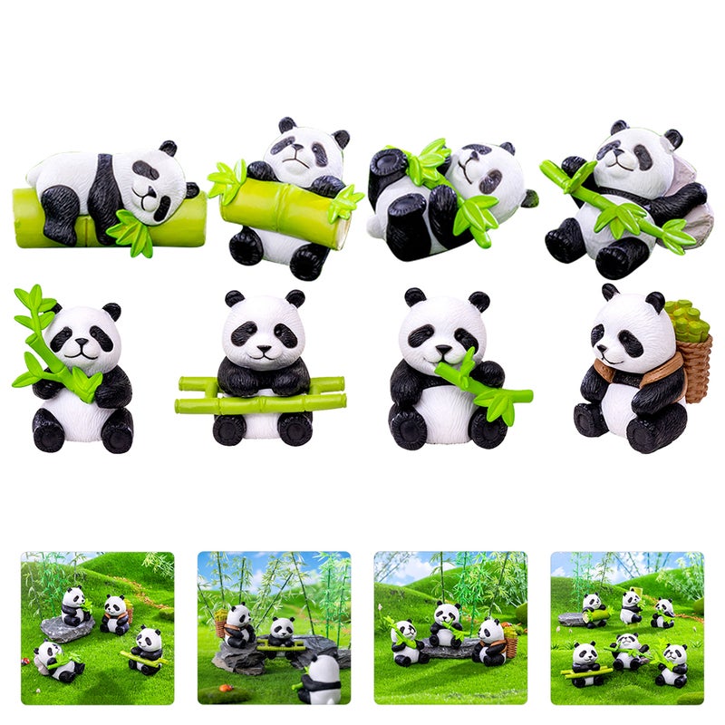 8pcs Small Panda Statues Flowerpot Bonsai Panda Crafts Garden Panda Figurines Cake Panda Toppers - Image 3