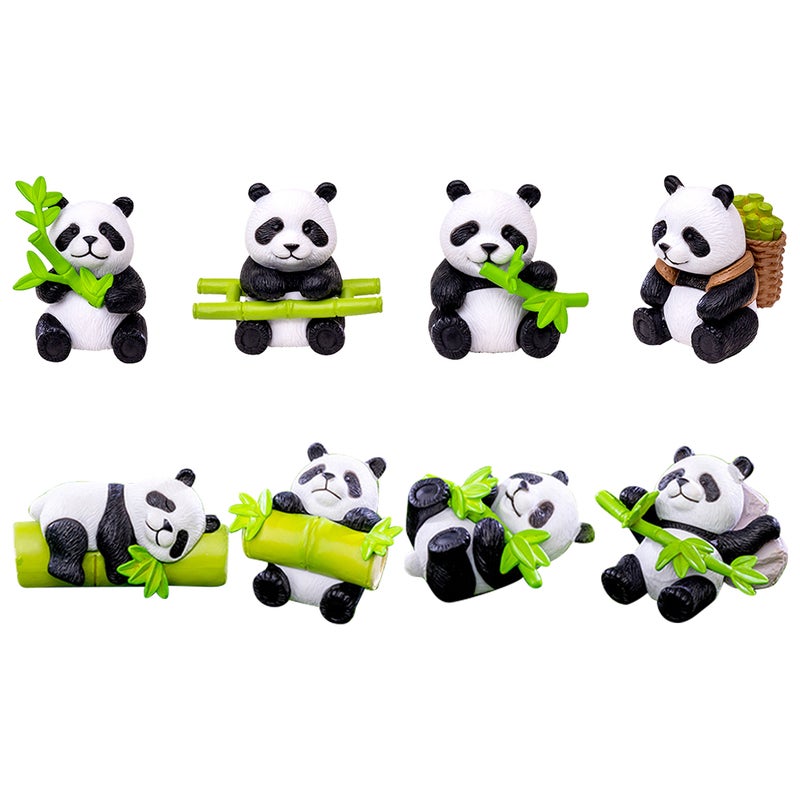 8pcs Small Panda Statues Flowerpot Bonsai Panda Crafts Garden Panda Figurines Cake Panda Toppers - Image 4