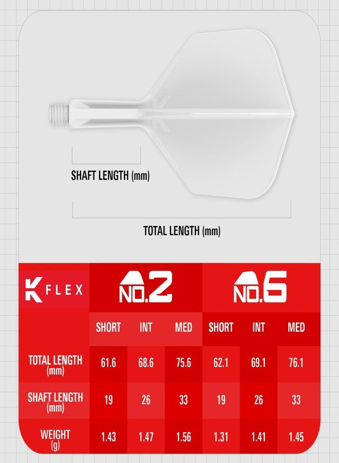 تارجت دارتس ريش وأعمدة سهام Target Darts K Flex المتكاملة، رقم 6 أبيض (قصير) | عبوة من 3 قطع K-Flex - رقم 6، ريشة وعمود سهام Kflex مصبوبة بالكامل في قطعة واحدة | ملحقات سهام احترافية - Image 4