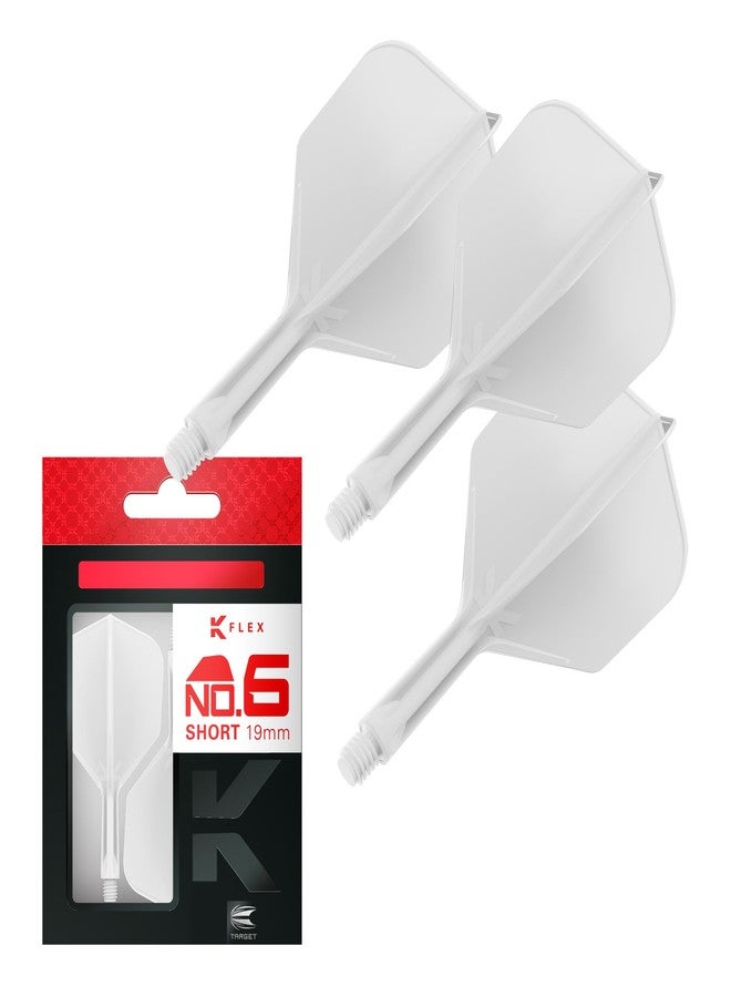تارجت دارتس ريش وأعمدة سهام Target Darts K Flex المتكاملة، رقم 6 أبيض (قصير) | عبوة من 3 قطع K-Flex - رقم 6، ريشة وعمود سهام Kflex مصبوبة بالكامل في قطعة واحدة | ملحقات سهام احترافية - Image 1