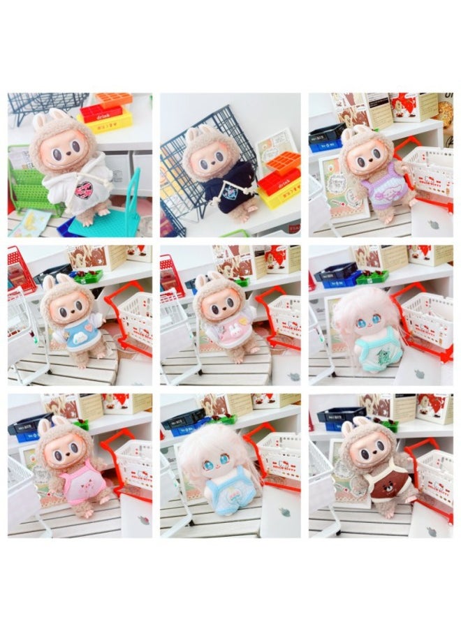 Clothes Only] Labubu Doll Clothes 17cm Labubu Baby Clothes Year And Sweatshirt Crawling Clothes Jeans-Specifications:10cm-Color:Flowery Bread Pants Purple  - Image 2