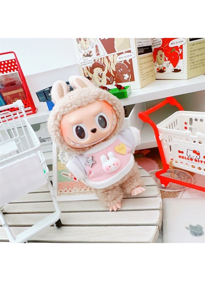 Clothes Only] Labubu Doll Clothes 17cm Labubu Baby Clothes Year And Sweatshirt Crawling Clothes Jeans-Specifications:10cm-Color:Flowery Bread Pants Purple  - Image 4