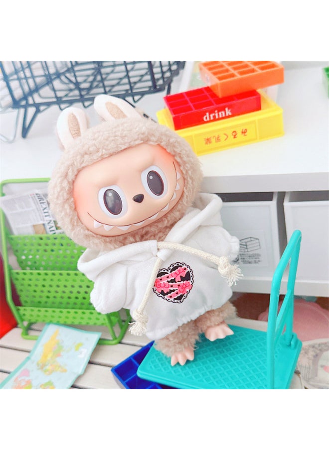 Clothes Only] Labubu Doll Clothes 17cm Labubu Baby Clothes Year And Sweatshirt Crawling Clothes Jeans-Specifications:10cm-Color:Flowery Bread Pants Purple  - Image 3
