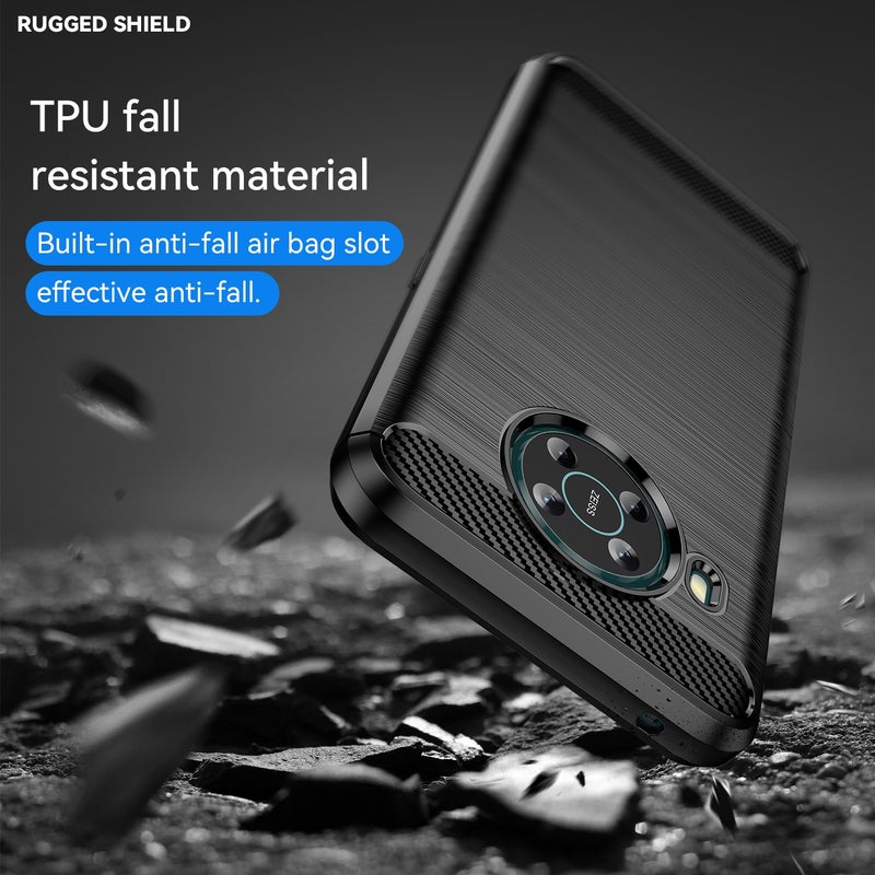 HuHa Case Cover For Nokia X10 / X20 Brushed Texture Carbon Fiber TPU Phone Case(Black) - Image 4