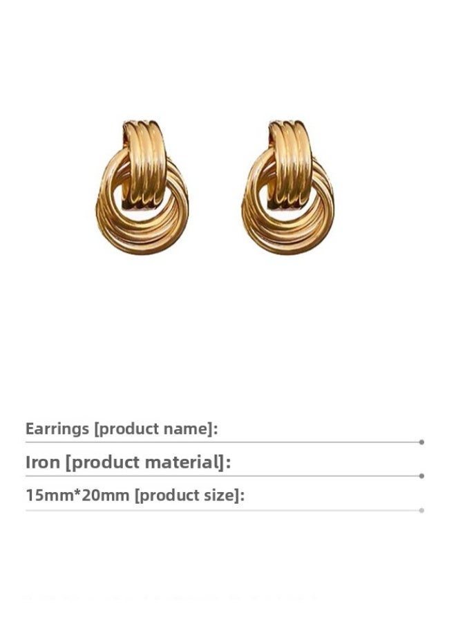 Ucanbe Double-Layer Geometric Hoop Earrings – Fashion Versatile Women's Ear Circle Accessories - Image 3