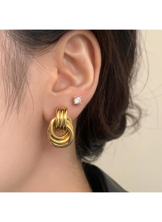Ucanbe Double-Layer Geometric Hoop Earrings – Fashion Versatile Women's Ear Circle Accessories - Image 1