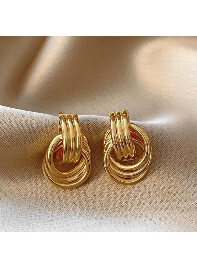Ucanbe Double-Layer Geometric Hoop Earrings – Fashion Versatile Women's Ear Circle Accessories - Image 2