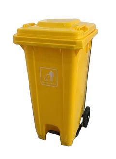 Generic Outdoor Trash & Garbage Bin | Functional Waste Bin | Durable Plastic Finish | Rubber-Wheeled & Mobile | Suitable For Outdoor Areas, Villas, Malls, Restaurants, & More | 240 Liters | Yellow 