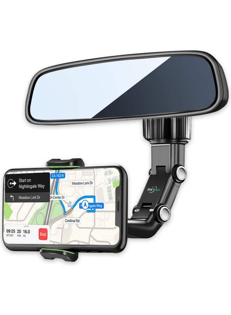 ELTRAZONE Rearview Mirror Phone Mount Holder for Car, 360° Rotating , Multifunctional Mount Phone and GPS Holder Universal Car Phone Holder for All Smartphones - Image 1