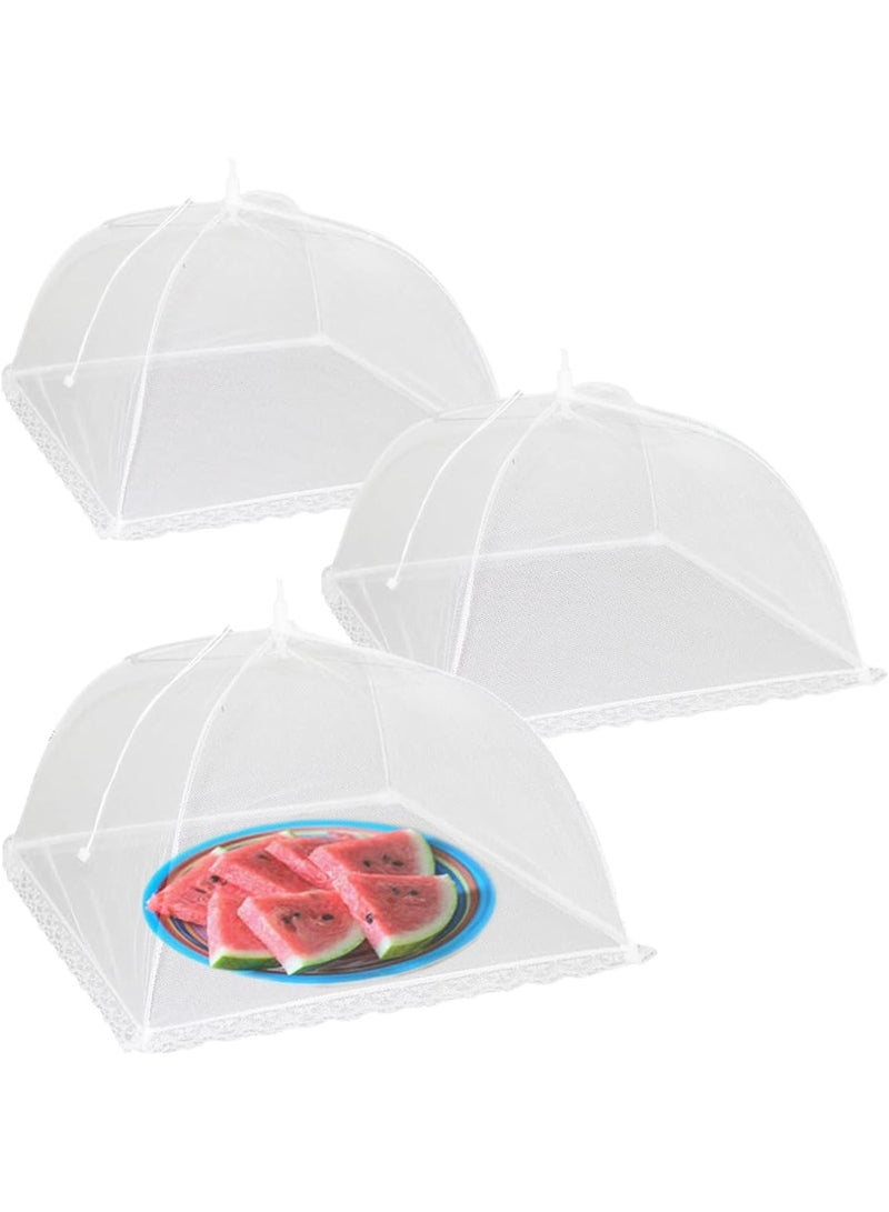 (3 Pack) Large and Tall 17x17 Pop-Up Mesh Food Covers Tent Umbrella for Outdoors, Screen Tents, Parties Picnics, BBQs, Reusable and Collapsible - Image 1