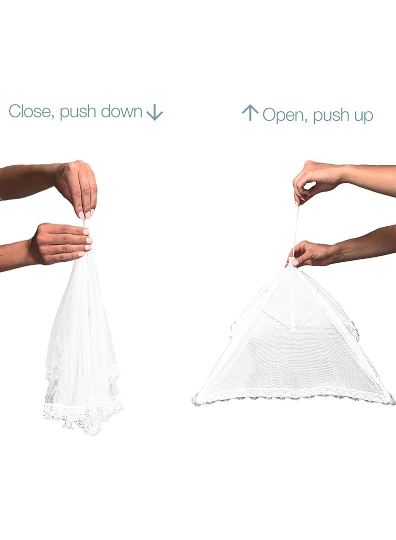 (3 Pack) Large and Tall 17x17 Pop-Up Mesh Food Covers Tent Umbrella for Outdoors, Screen Tents, Parties Picnics, BBQs, Reusable and Collapsible - Image 3