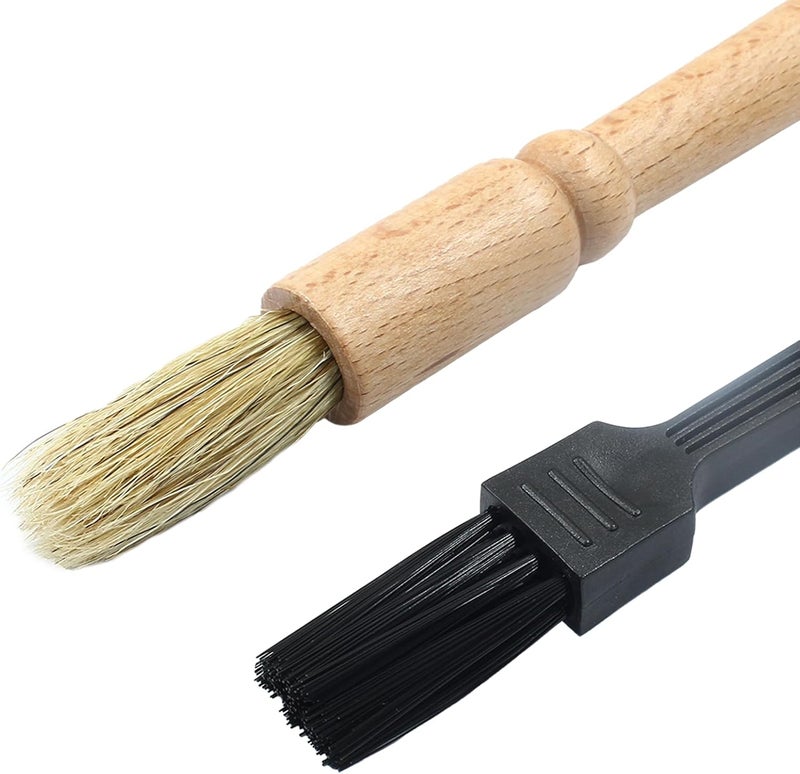 Coufce 2 Pack Coffee Grinder Cleaning Brush Bean Grain Coffee Grounds Tool Wood Handle Espresso Brush and Nylon Espresso Machine Brush Coffee Bar Brush - Image 3