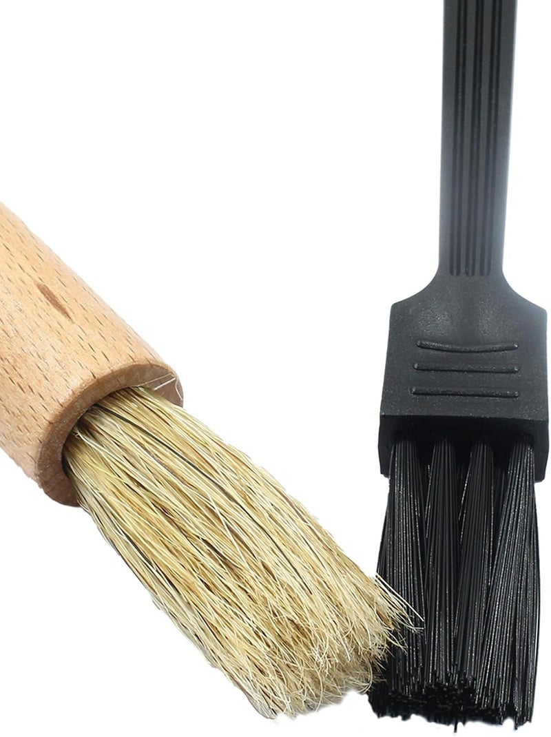 Coufce 2 Pack Coffee Grinder Cleaning Brush Bean Grain Coffee Grounds Tool Wood Handle Espresso Brush and Nylon Espresso Machine Brush Coffee Bar Brush - Image 4