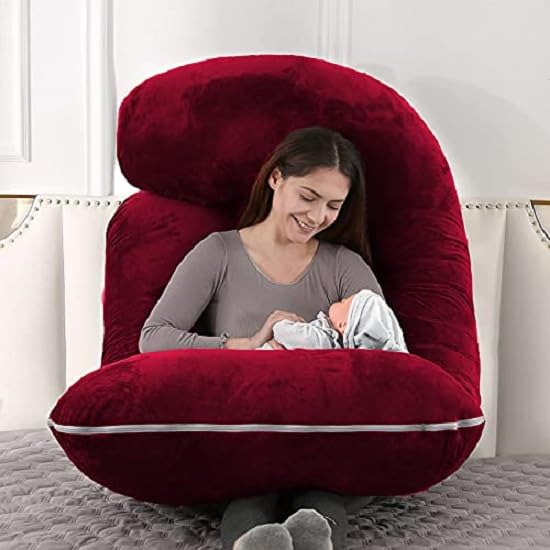 ozly Ultra Soft j Shaped Pillow Polyester Fibre, Microfibre Solid Pregnancy Pillow Pack of 1 (Wine) - Image 3