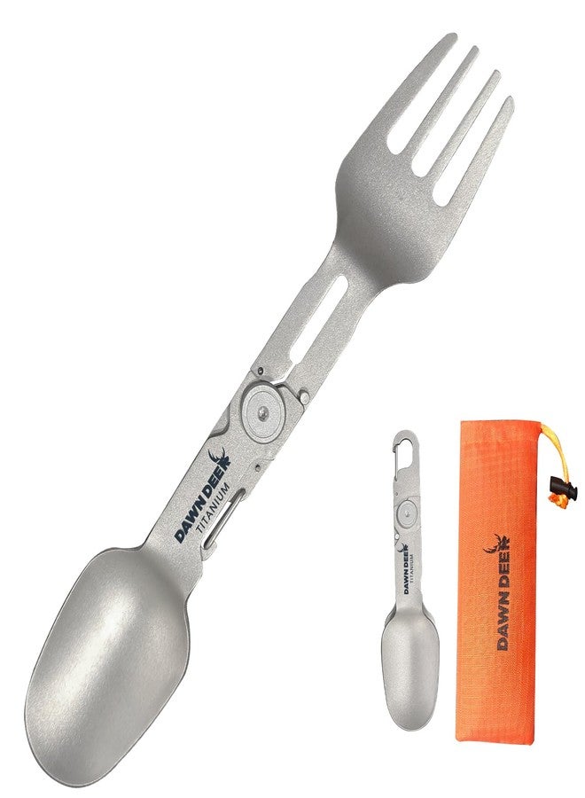 Dawn Deer Titanium Rotating Spork - 2-in-1 Folding Spoon and Fork Combo for Camping, Hiking, Backpacking - Lightweight, Durable Travel Utensil with Compact Design - EDC Survival Gear - Image 1