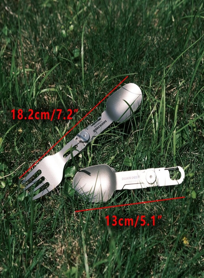 Dawn Deer Titanium Rotating Spork - 2-in-1 Folding Spoon and Fork Combo for Camping, Hiking, Backpacking - Lightweight, Durable Travel Utensil with Compact Design - EDC Survival Gear - Image 3