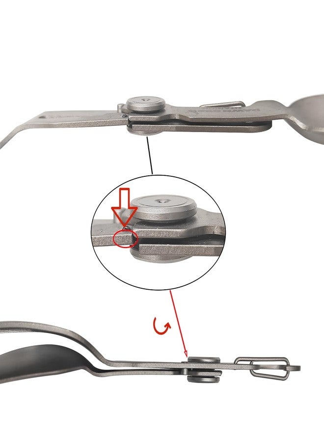 Dawn Deer Titanium Rotating Spork - 2-in-1 Folding Spoon and Fork Combo for Camping, Hiking, Backpacking - Lightweight, Durable Travel Utensil with Compact Design - EDC Survival Gear - Image 2