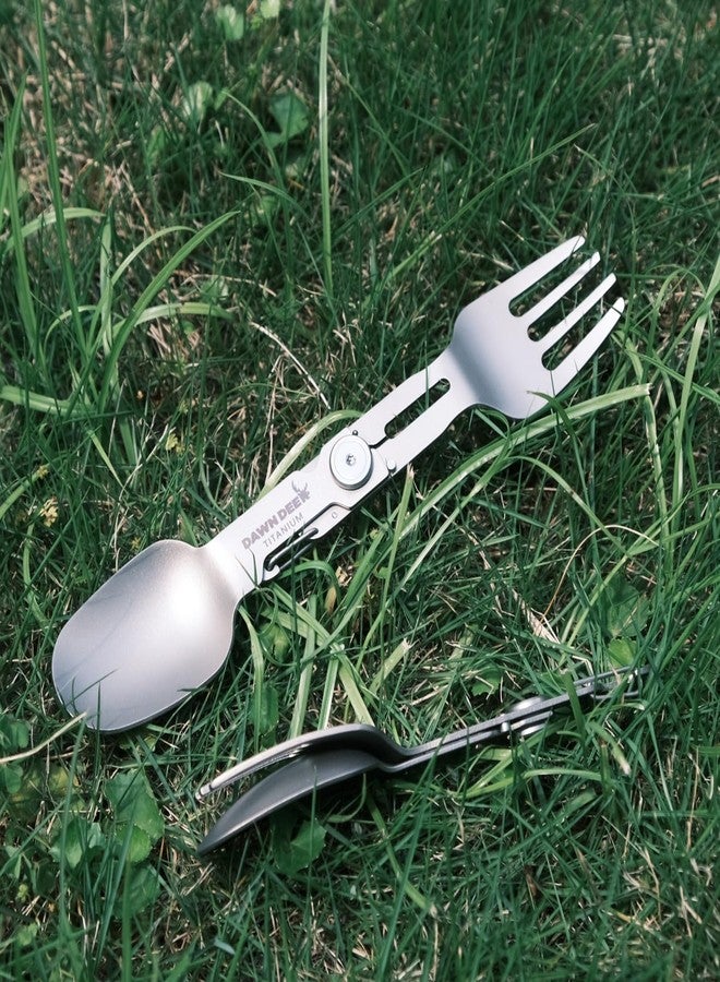 Dawn Deer Titanium Rotating Spork - 2-in-1 Folding Spoon and Fork Combo for Camping, Hiking, Backpacking - Lightweight, Durable Travel Utensil with Compact Design - EDC Survival Gear - Image 4