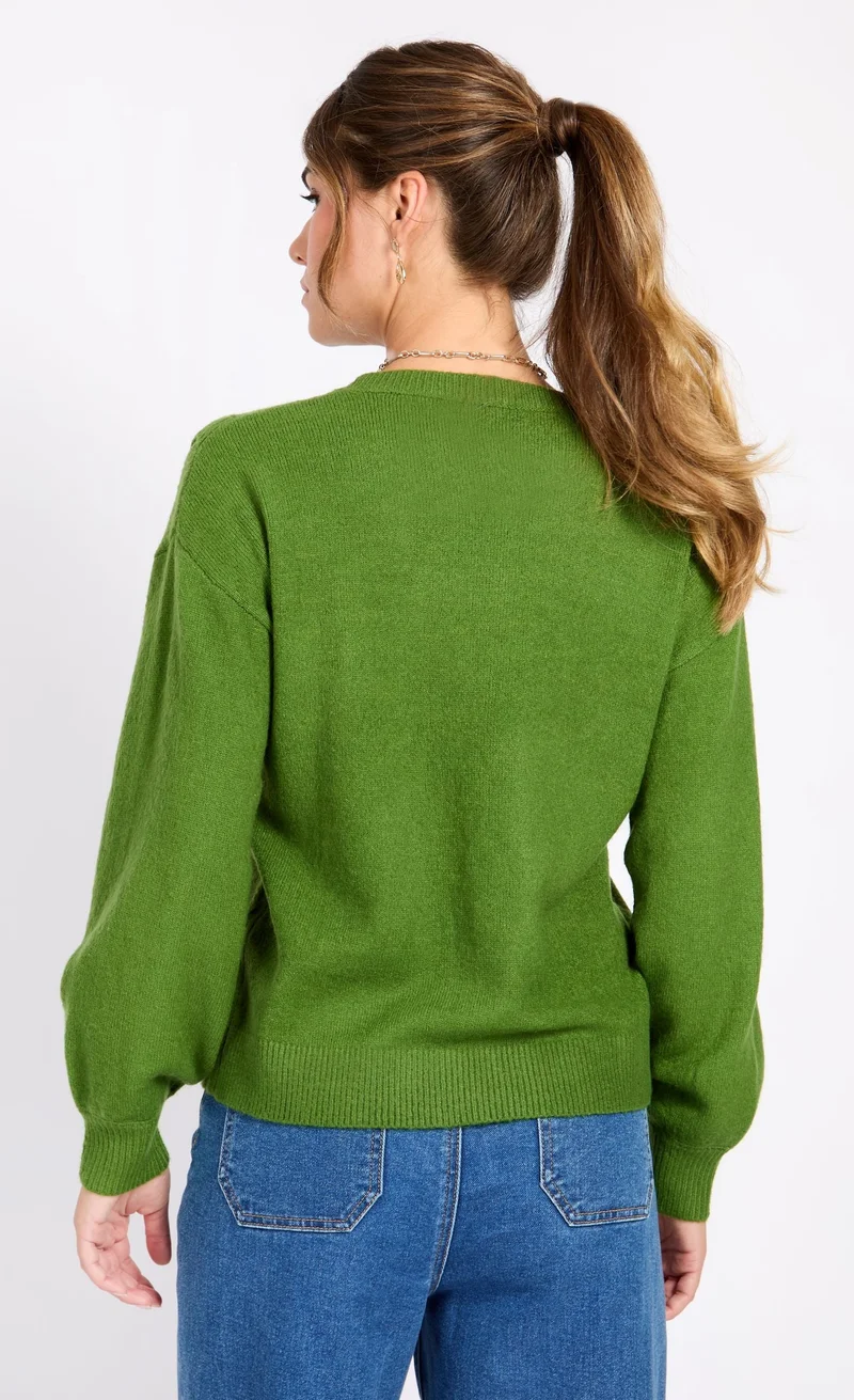 ليتل مسترس كنزة صوف خضراء