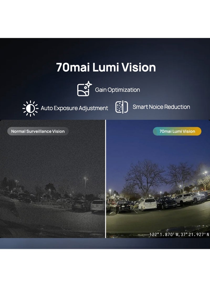 70mai Dash Cam 4K Omni,Front and Rear 4K+1080P Starvis 2,360°Degree Dash Cams for Cars with 24H Parking Mode,4K 60FPS,Voice Control,Night Vision,Motion Detection,GPS WiFi 6,APP Control,4G LTE Connectivity Compatible - Image 5