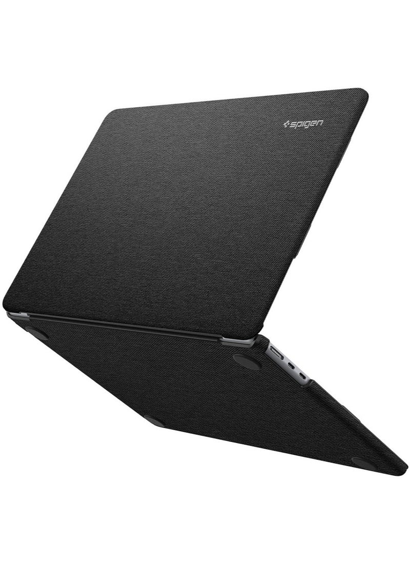 Spigen - Urban Fit for MacBook Air 13 inch Case Cover M4 A3240 (2025) / M3 A3113 (2024) / M2 A2681(2022) Protective Hard Shell Premium Fabric Case 13.6 inch- Black - Image 1