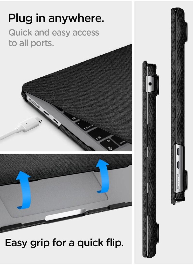 Spigen - Urban Fit for MacBook Air 13 inch Case Cover M4 A3240 (2025) / M3 A3113 (2024) / M2 A2681(2022) Protective Hard Shell Premium Fabric Case 13.6 inch- Black - Image 1