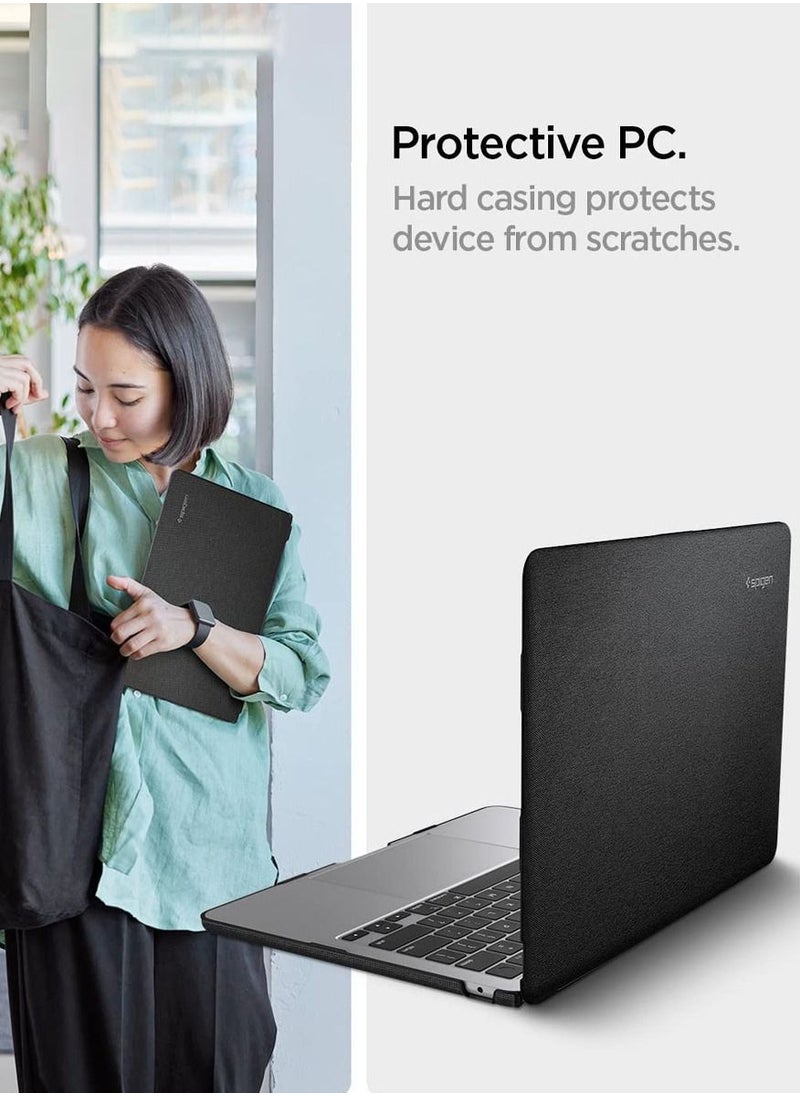 Spigen - Urban Fit for MacBook Air 13 inch Case Cover M4 A3240 (2025) / M3 A3113 (2024) / M2 A2681(2022) Protective Hard Shell Premium Fabric Case 13.6 inch- Black - Image 1