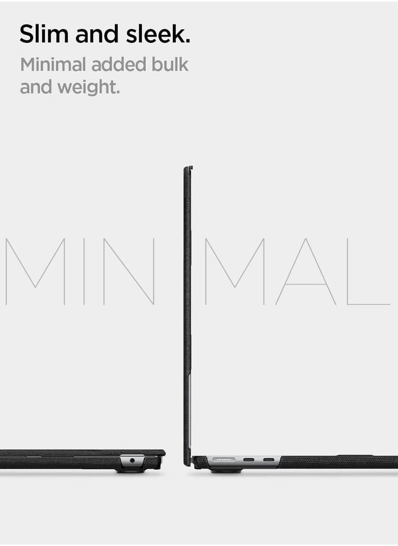 Spigen - Urban Fit for MacBook Air 13 inch Case Cover M4 A3240 (2025) / M3 A3113 (2024) / M2 A2681(2022) Protective Hard Shell Premium Fabric Case 13.6 inch- Black - Image 1