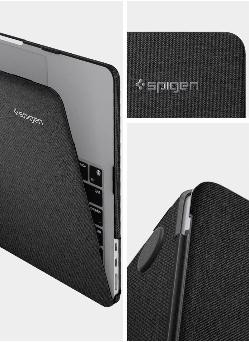 Spigen - Urban Fit for MacBook Air 13 inch Case Cover M4 A3240 (2025) / M3 A3113 (2024) / M2 A2681(2022) Protective Hard Shell Premium Fabric Case 13.6 inch- Black - Image 1