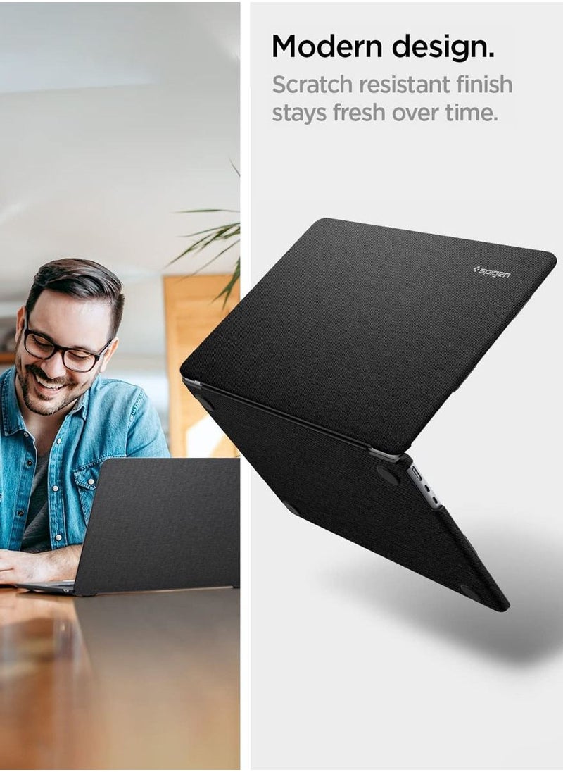 Spigen - Urban Fit for MacBook Air 13 inch Case Cover M4 A3240 (2025) / M3 A3113 (2024) / M2 A2681(2022) Protective Hard Shell Premium Fabric Case 13.6 inch- Black - Image 1
