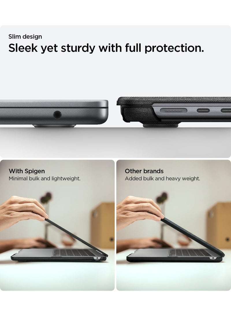 Spigen غطاء حماية Urban Fit لجهاز MacBook Air 13 بوصة M3 A3113, 2022 M2 A2681 غطاء حماية صلب من القماش الفاخر - أسود - Image 5