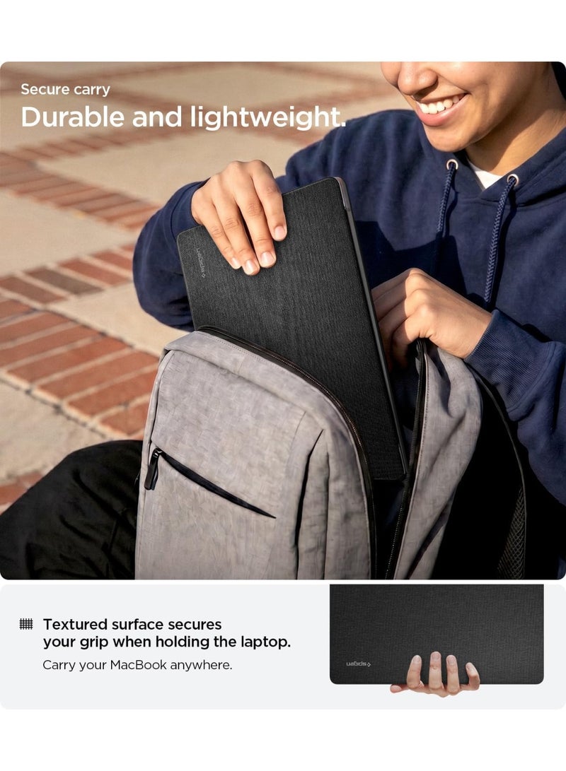 Spigen غطاء حماية Urban Fit لجهاز MacBook Air 13 بوصة M3 A3113, 2022 M2 A2681 غطاء حماية صلب من القماش الفاخر - أسود - Image 4