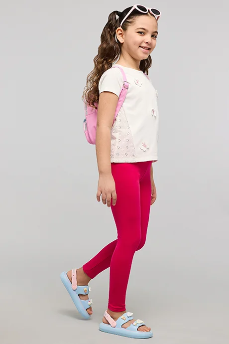 أر أند بي Solid Leggings with Elastic Waist