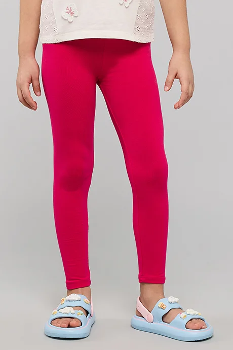 أر أند بي Solid Leggings with Elastic Waist