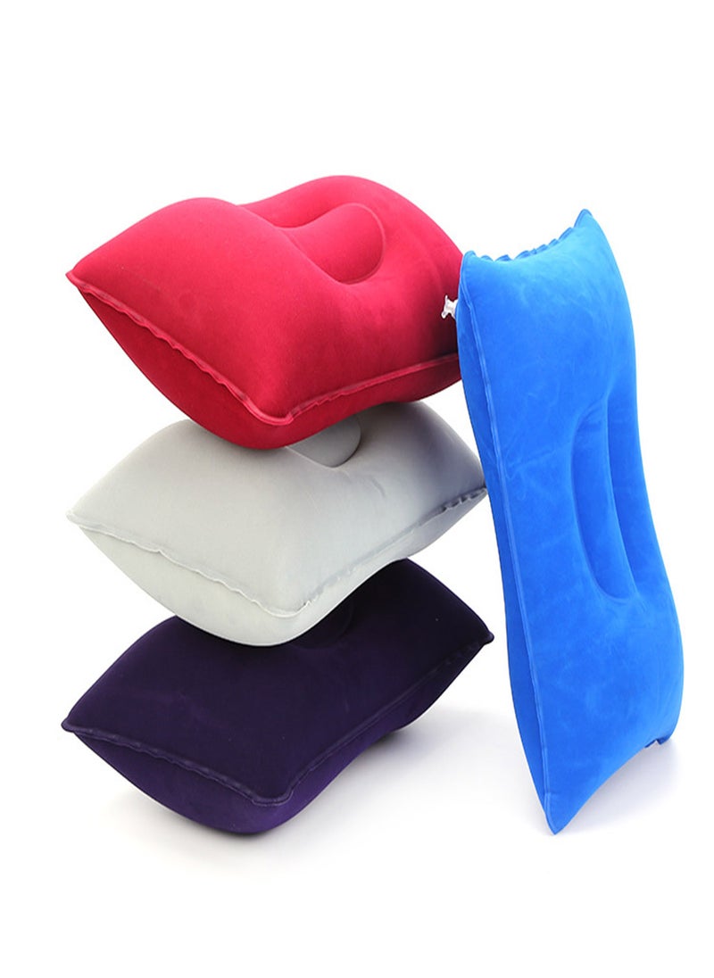 SYOSI - Inflatable Travel Pillow, 4Colors Ultralight Compact Air Pillow Flocked Fabric Backpacking Pillow for Camping Hiking Sleeping Cushion, Home Office Sleeping Neck Head Lumbar Support Airplane Trip - Image 1