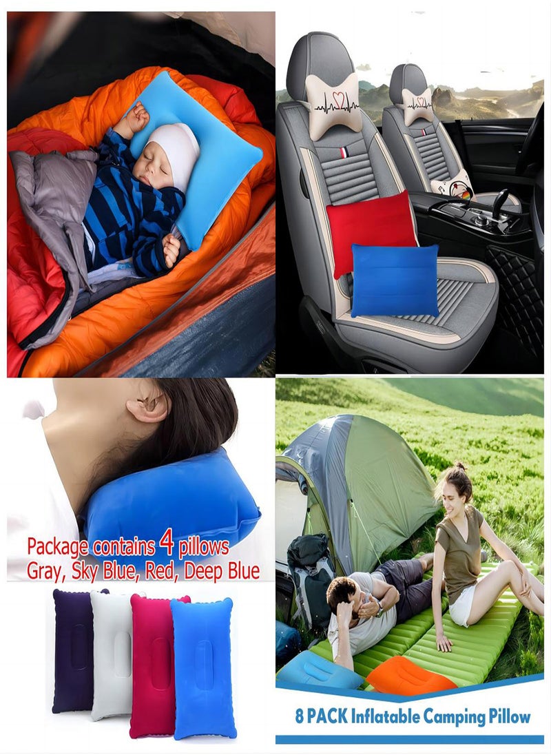 SYOSI - Inflatable Travel Pillow, 4Colors Ultralight Compact Air Pillow Flocked Fabric Backpacking Pillow for Camping Hiking Sleeping Cushion, Home Office Sleeping Neck Head Lumbar Support Airplane Trip - Image 1