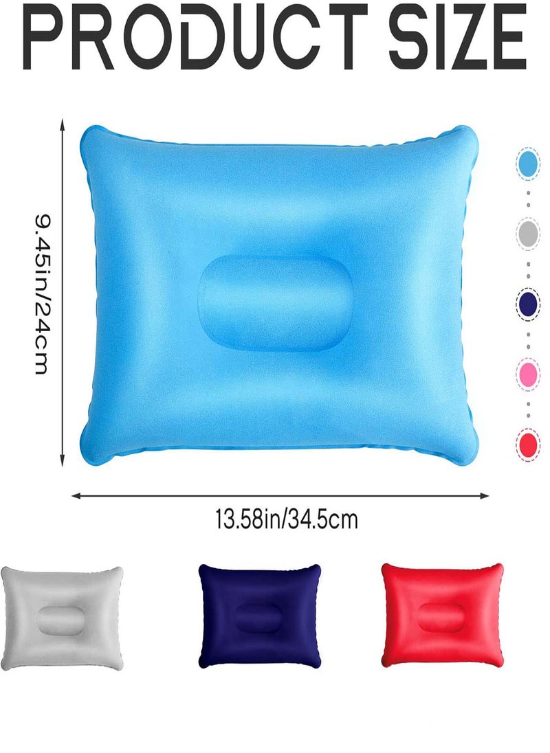 SYOSI - Inflatable Travel Pillow, 4Colors Ultralight Compact Air Pillow Flocked Fabric Backpacking Pillow for Camping Hiking Sleeping Cushion, Home Office Sleeping Neck Head Lumbar Support Airplane Trip - Image 1