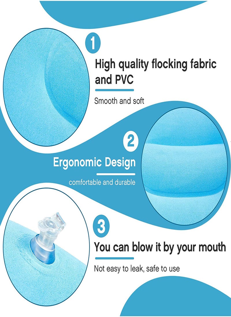 SYOSI - Inflatable Travel Pillow, 4Colors Ultralight Compact Air Pillow Flocked Fabric Backpacking Pillow for Camping Hiking Sleeping Cushion, Home Office Sleeping Neck Head Lumbar Support Airplane Trip - Image 1