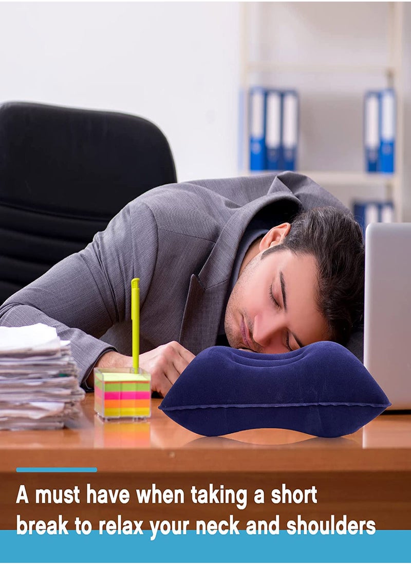 SYOSI - Inflatable Travel Pillow, 4Colors Ultralight Compact Air Pillow Flocked Fabric Backpacking Pillow for Camping Hiking Sleeping Cushion, Home Office Sleeping Neck Head Lumbar Support Airplane Trip - Image 1