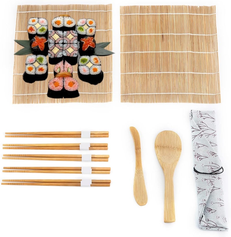 klarako Sushi Making Kit Sushi Maker for Beginners Includes Rolling Mat, Chopsticks, Paddle, Spreader - Image 1