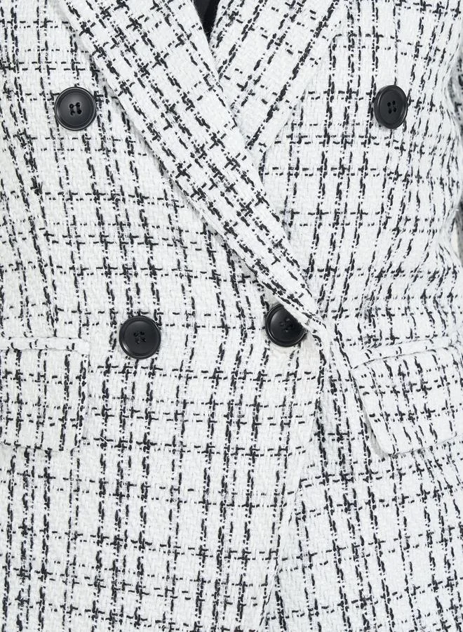 Styli Regular Fit Double Breasted Tweed Blazer