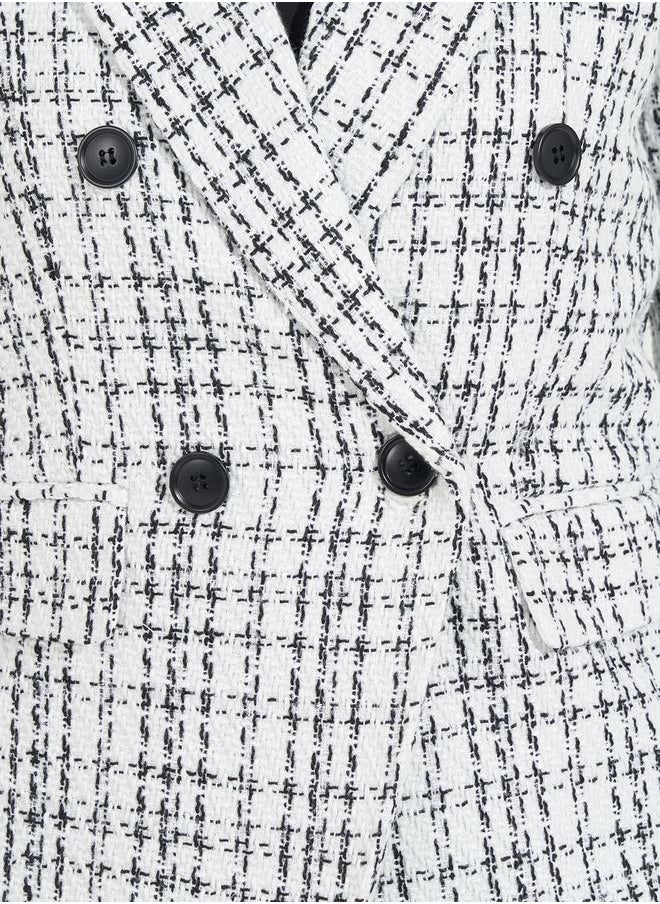 Styli Regular Fit Double Breasted Tweed Blazer  - Image 5