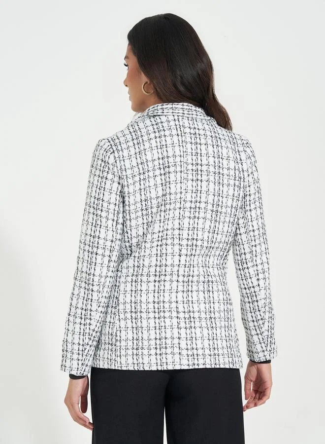 Styli Regular Fit Double Breasted Tweed Blazer