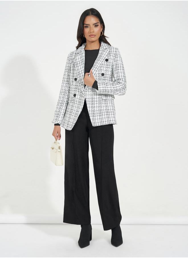 Styli Regular Fit Double Breasted Tweed Blazer  - Image 2