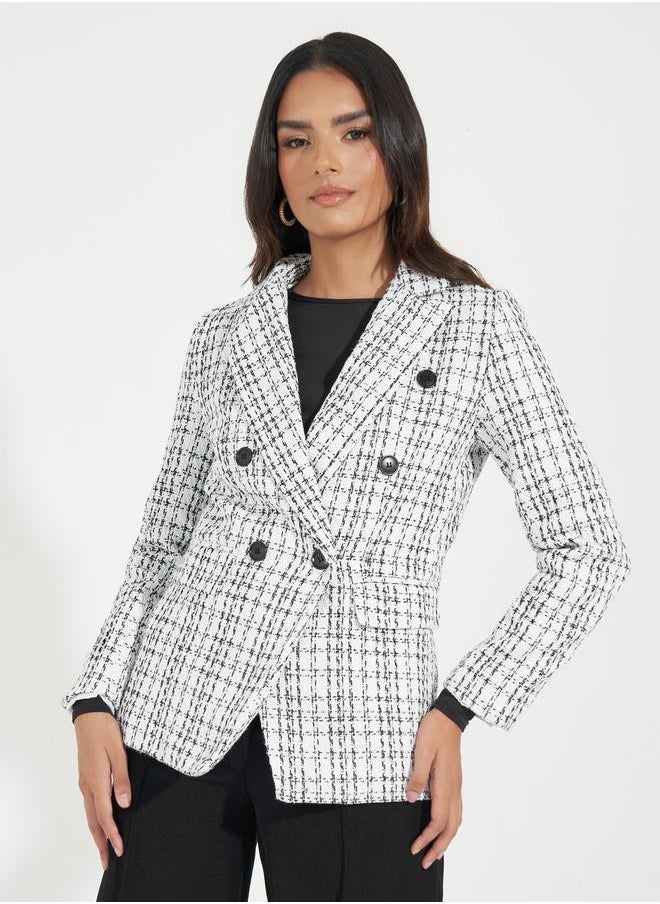Styli Regular Fit Double Breasted Tweed Blazer  - Image 4
