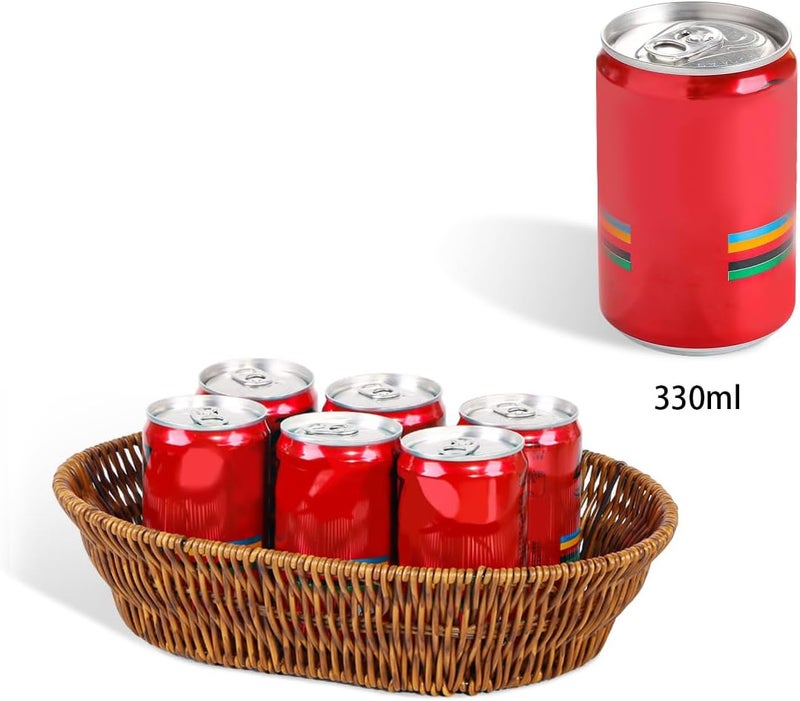 Fvstar 3pcs Poly Wicker Bread Basket,Imitation Woven Fruit Basket Tabletop Tray,Handwoven Oval Food Vegetable Baskets for Serving Display Storage Kitchen Restaurant Market Showcase (Oval) - Image 5