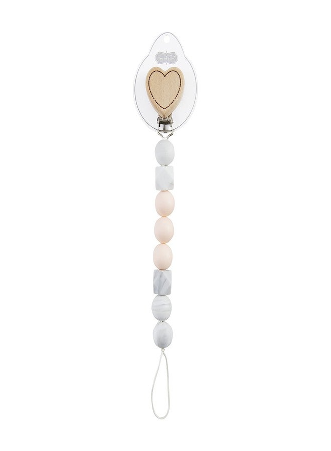 Mud Pie Heart Wood & Silicone Baby Pacifier Clip - Image 1