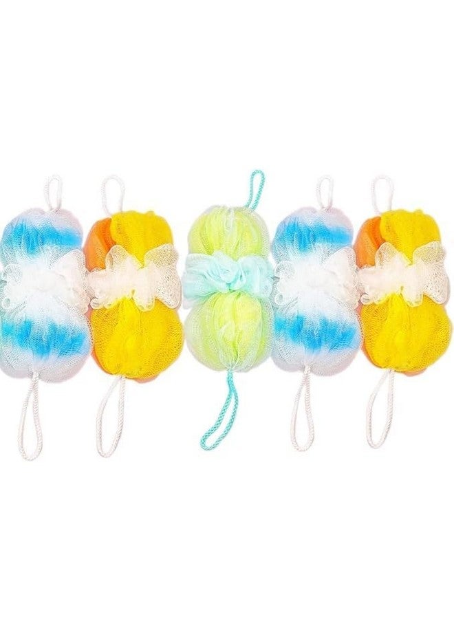 Clickswift Exfoliating Stretchable Mesh Bath Loofahs Body Back Scrubber Sponge Dense Foaming Foam And Spread Body Bath Shower Sponge for Men & Women Multicolor 5 Pcs - Image 1