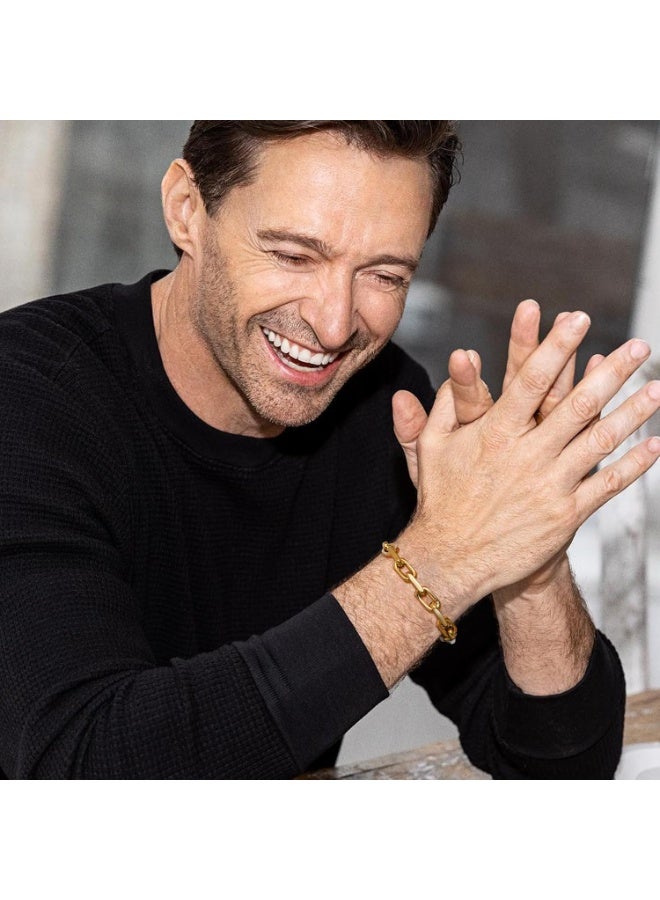 Julia Store 18k Gold Plated Stainless Steel Chunky Thick Large Link Chain Dainty Deluxe Elegant Hypo-Allergic Bracelet For Women Girls Jewelry Gift For Men and Women - Image 5