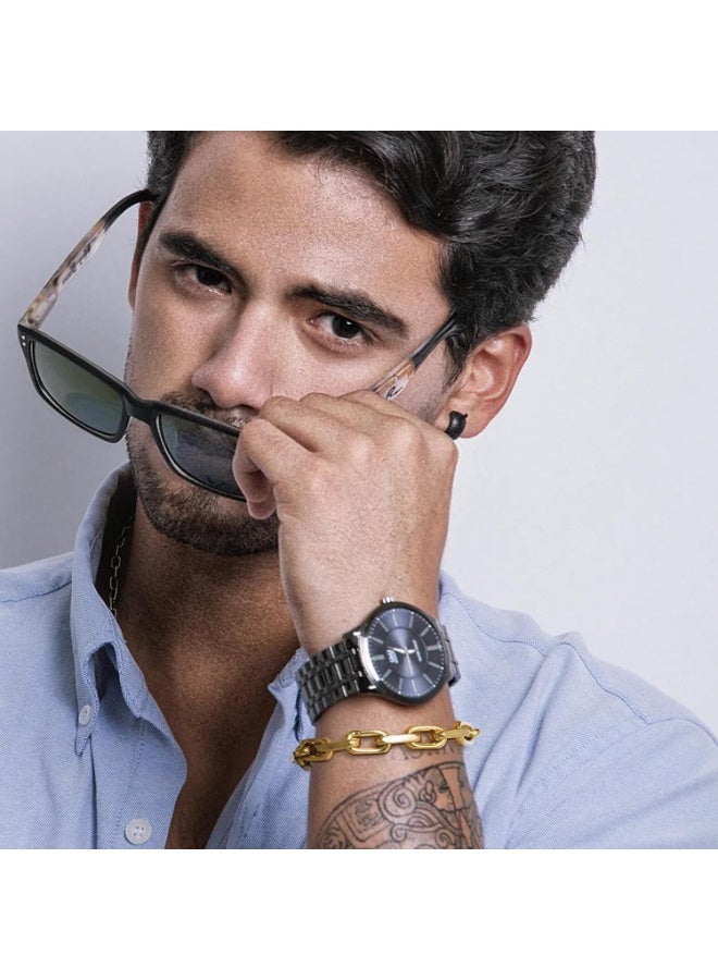 Julia Store 18k Gold Plated Stainless Steel Chunky Thick Large Link Chain Dainty Deluxe Elegant Hypo-Allergic Bracelet For Women Girls Jewelry Gift For Men and Women - Image 3